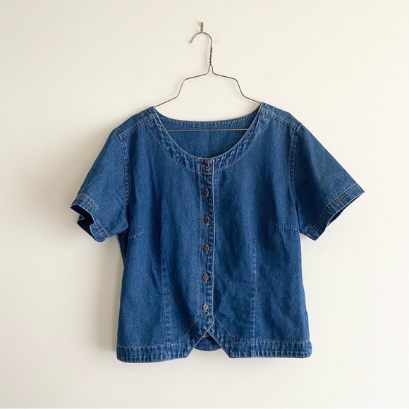 Vintage Tops - Vintage Erika & Co. Petites Denim Blouse – Size LP